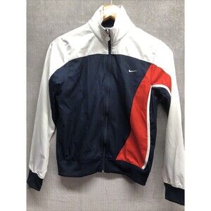 Nike Women’s Track Jacket Size M 8-10 Blue Red White Colorblock Full Zip